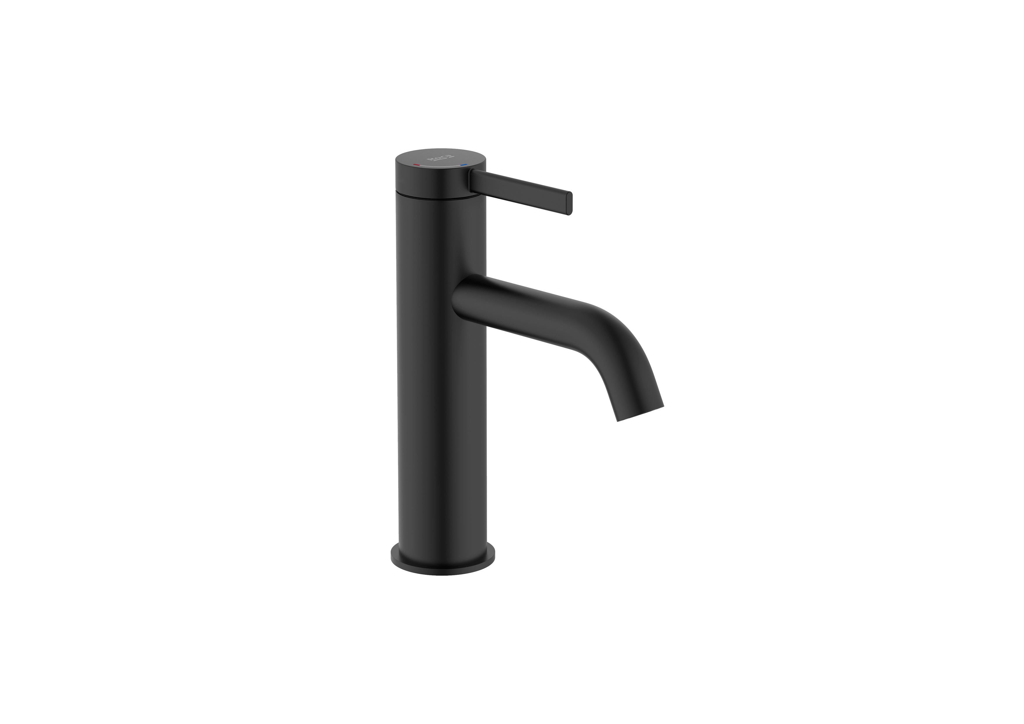 Roca Ona Cold Start Basin Mixer Tap Smooth Body with Click Clack Waste, Matt Black