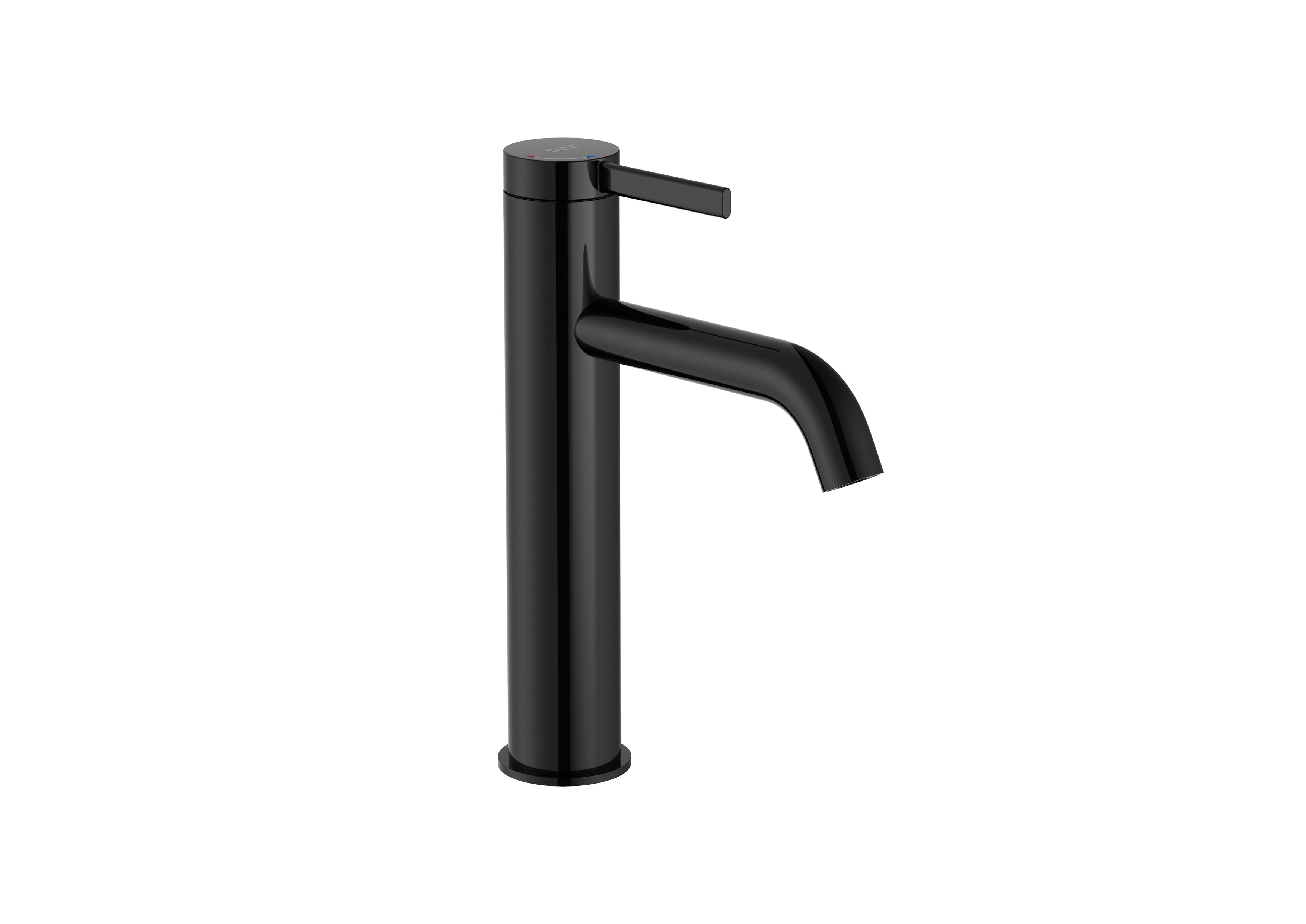 Roca Ona Basin Mixer Tap Smooth Body With Click Clack Waste, Cold Start, Titanium Black