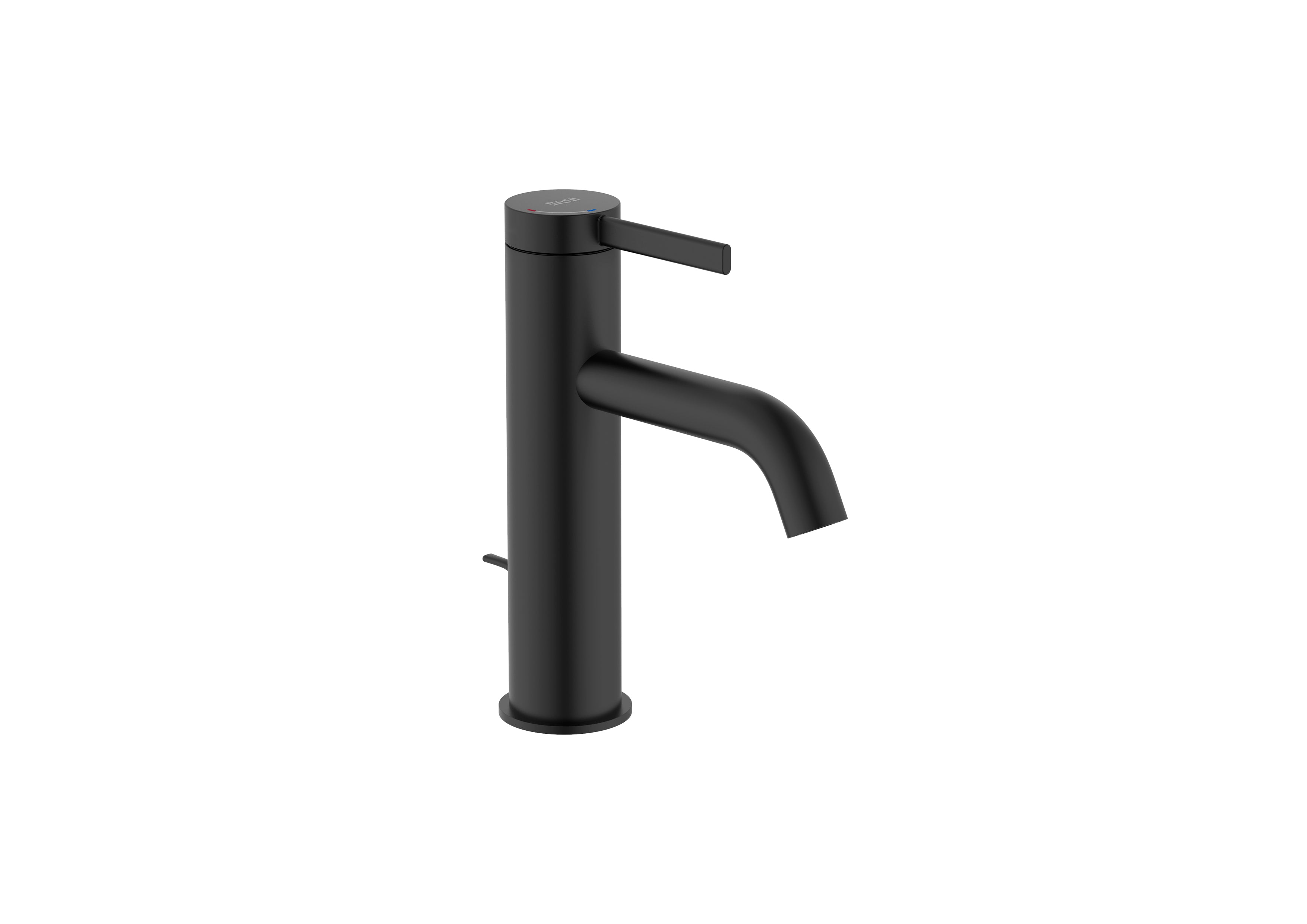 Roca Ona Cold Start Basin Mixer Tap with Pop-up Waste, Matt Black