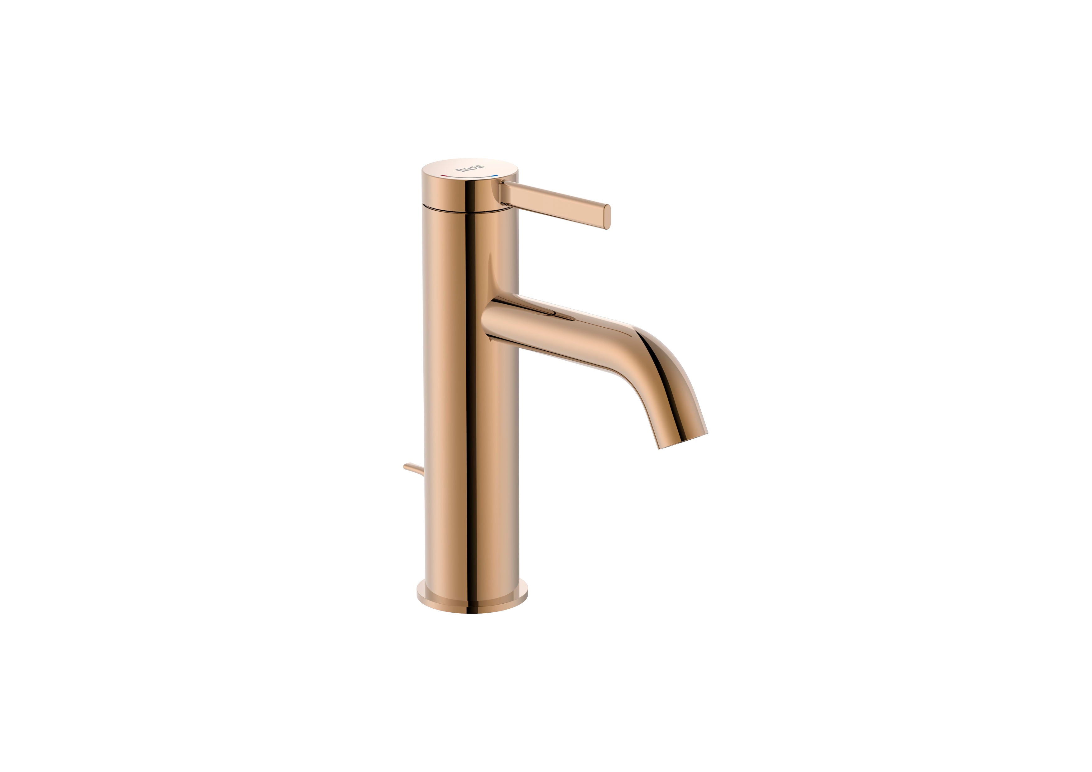Roca Ona Cold Start Basin Mixer Tap With Pop-Up Waste, Rose Gold