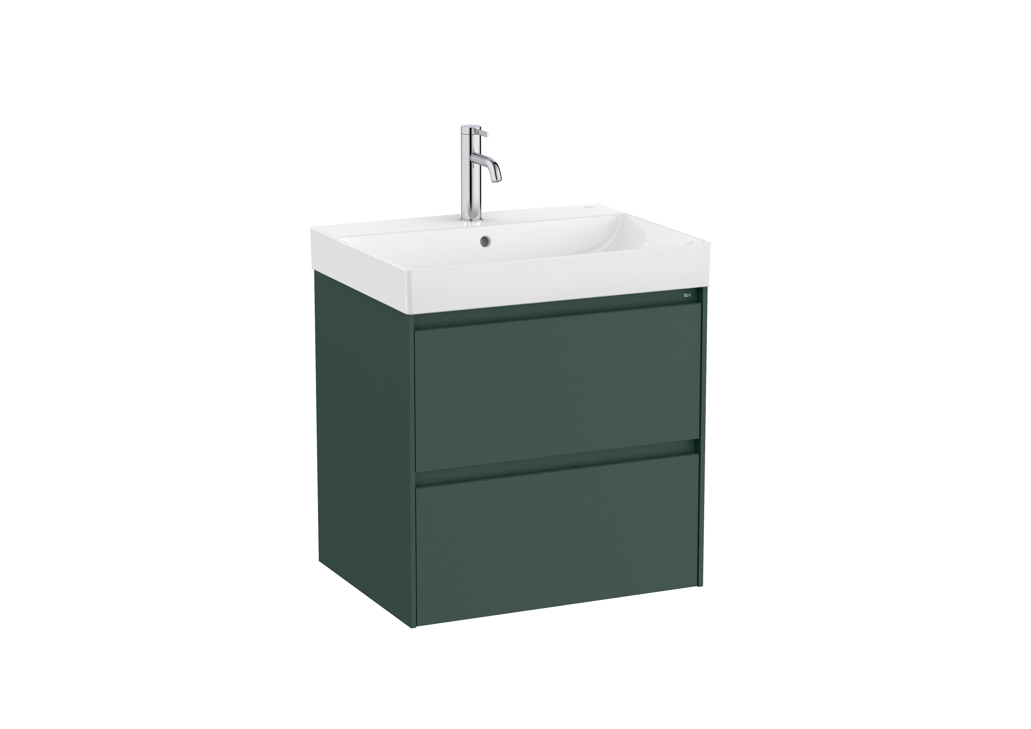 Roca Ona 2 Drawer Vanity Unit & Basin Matt Green 600 x 460 x 645mm