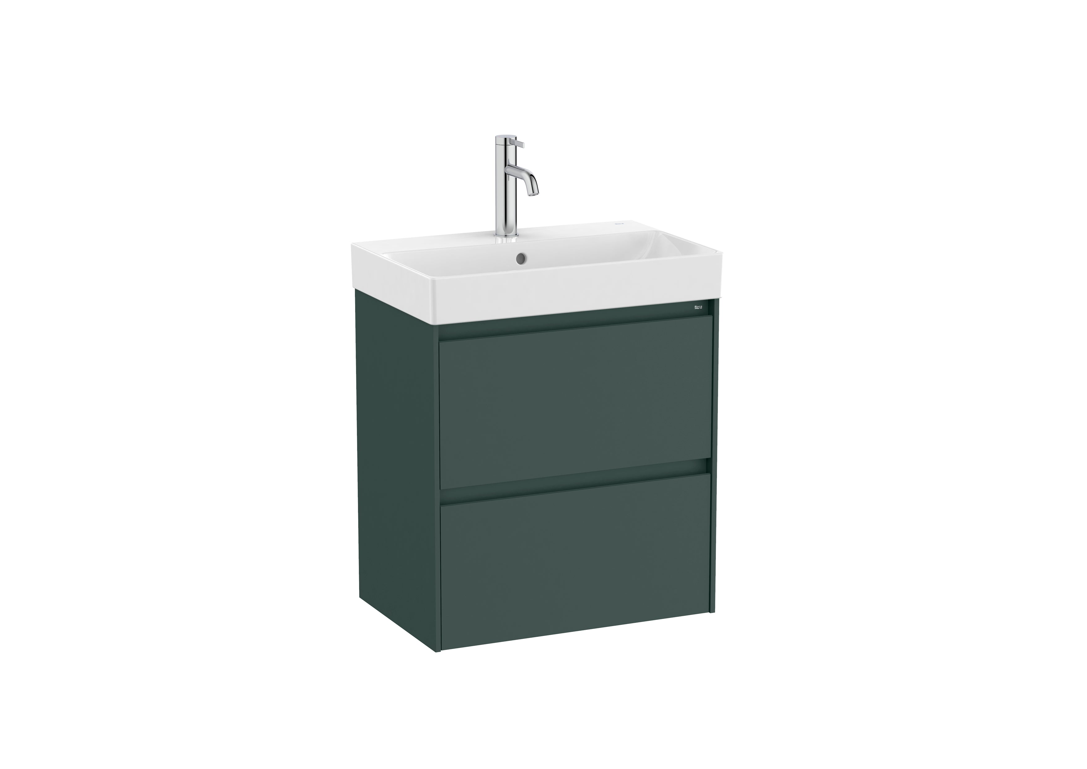 Roca Ona 2 Drawer Vanity Unit & Basin Matt Green 550 x 360 x 645mm