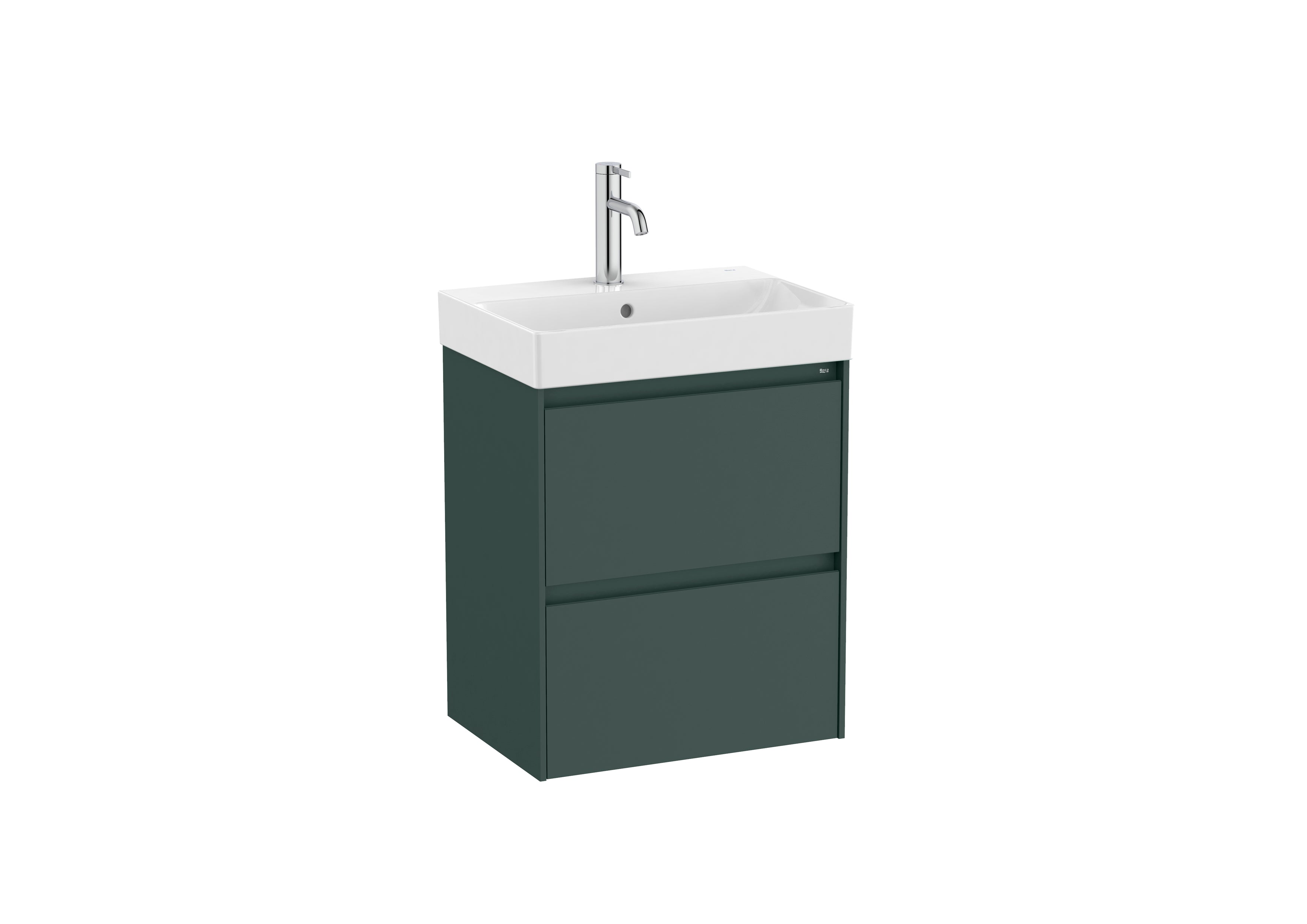 Roca Ona 2 Drawer Vanity Unit & Basin Matt Green 500 x 360 x 645mm