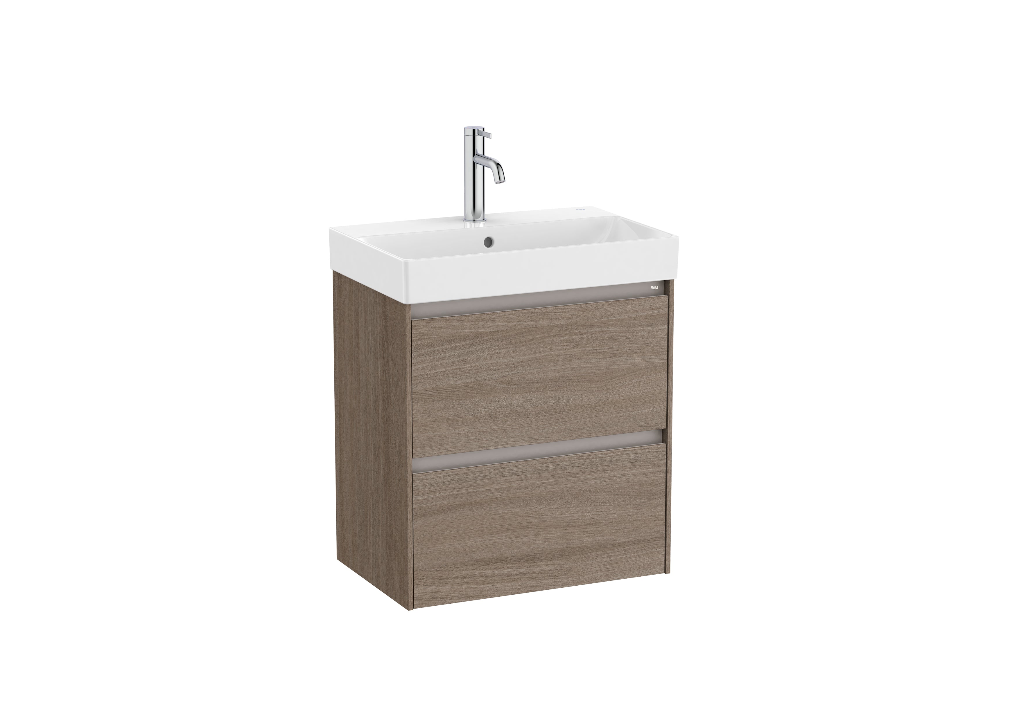 Roca Ona 2 Drawer Vanity Unit & Basin Dark Elm 550 x 360 x 645mm