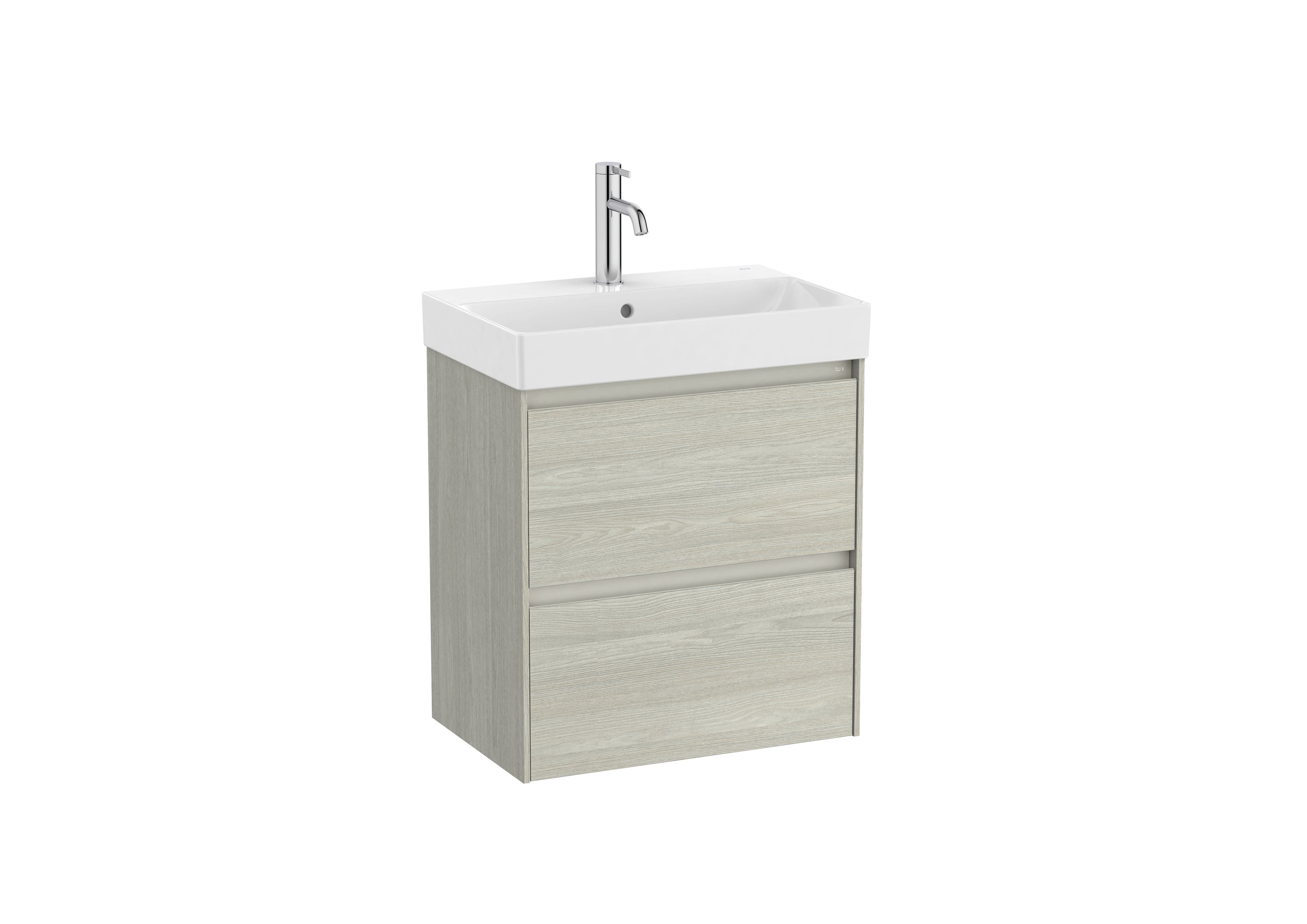 Roca Ona 2 Drawer Vanity Unit & Basin Light Oak 550 x 360 x 645mm