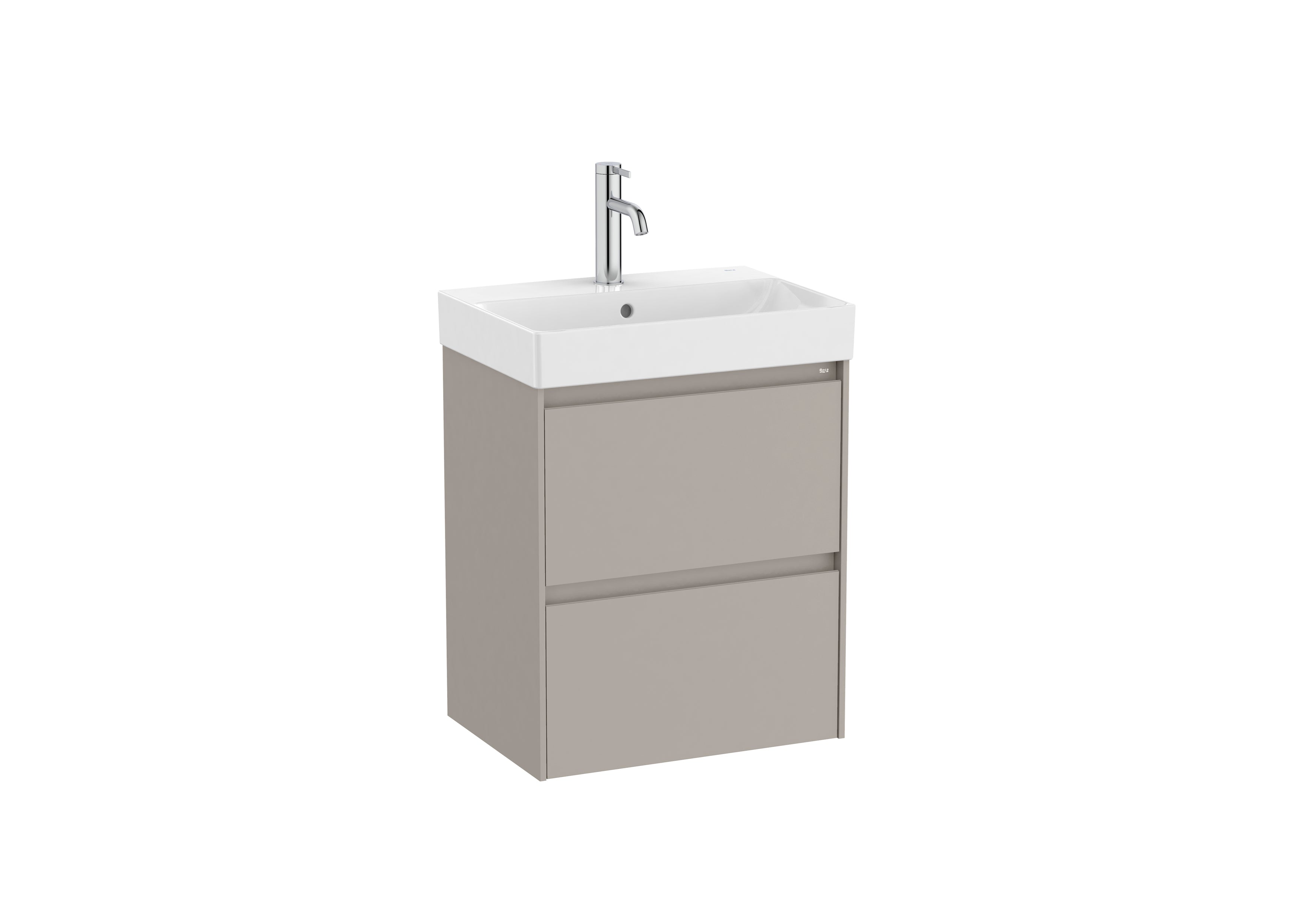 Roca Ona 2 Drawer Vanity Unit & Basin Sand Grey 500 x 360 x 645mm