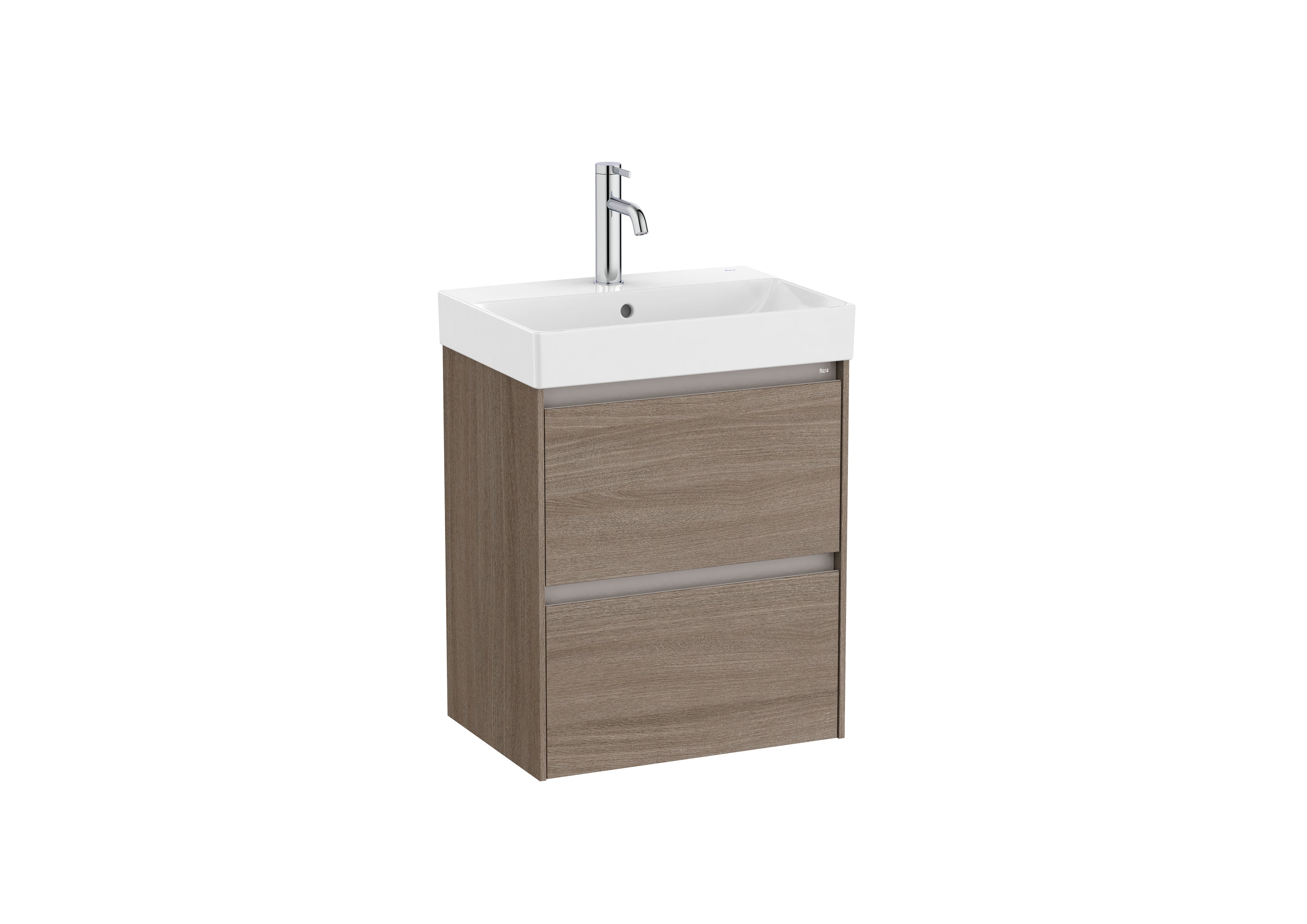 Roca Ona 2 Drawer Vanity Unit & Basin Dark Elm 500 x 360 x 645mm