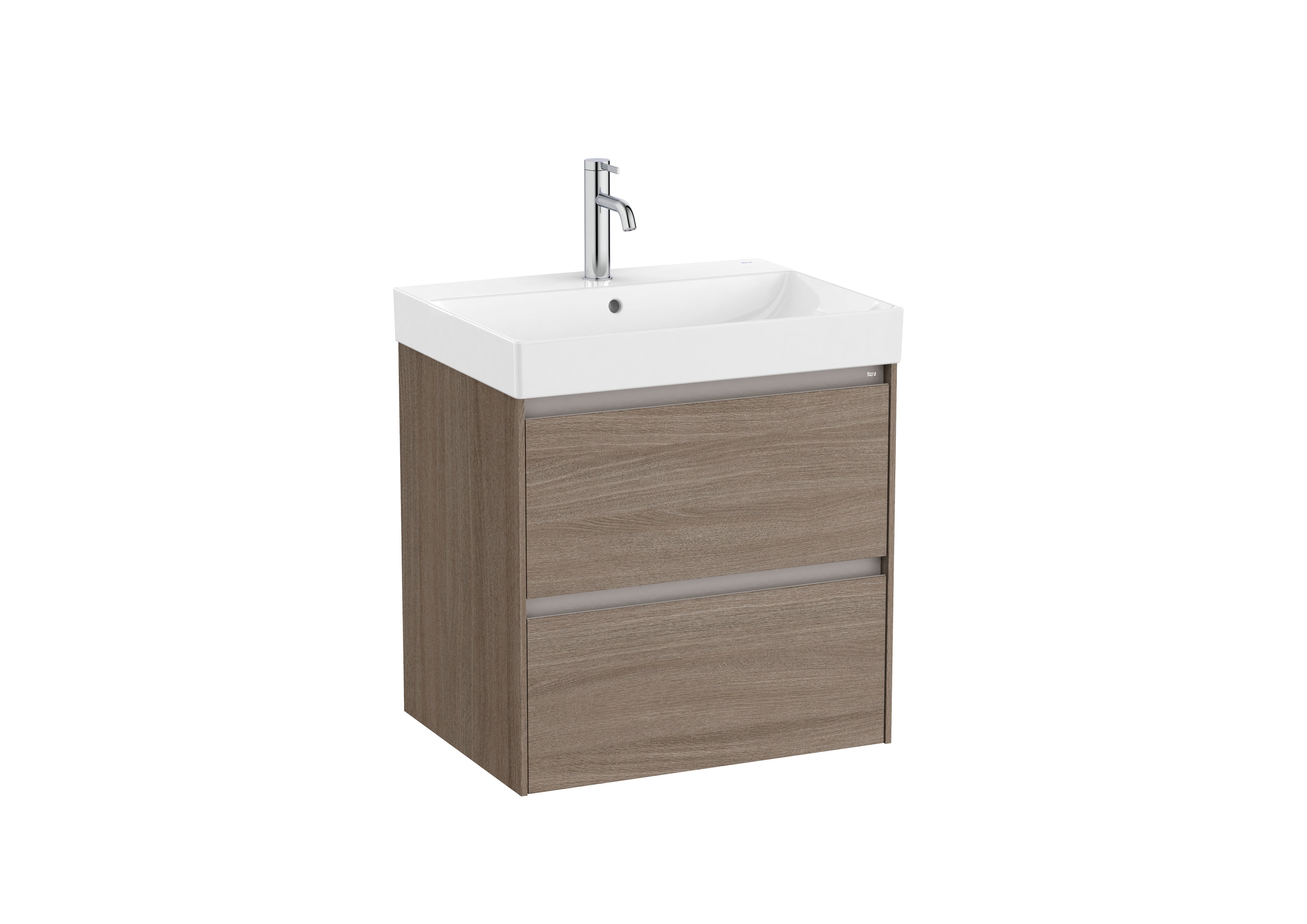 Roca Ona 2 Drawer Vanity Unit & Basin Dark Elm 600 x 460 x 645mm