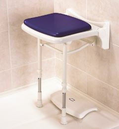 AKW 02200P 2000 Series Compact Fold Up Shower Seat & Pad Blue