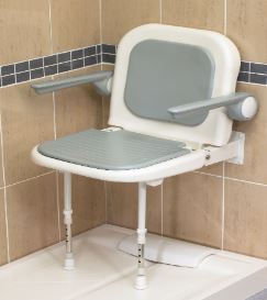 AKW Advanced Wall Mounted Fold Up Moulded Shower Seat Grey