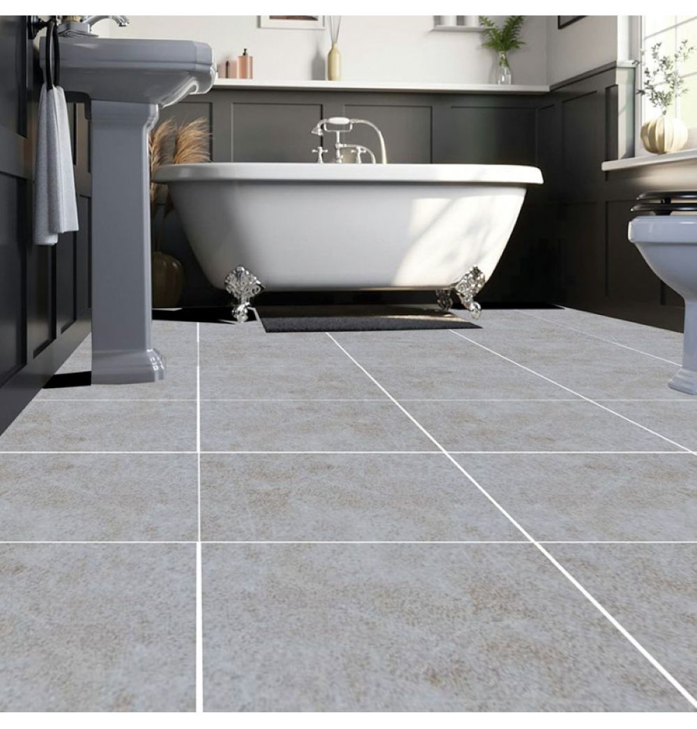 DuraPanel Light Grey Stone tile effect flooring - 100% waterproof 10.014