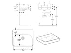 Geberit Smyle Square 550mm No Taphole  Washbasin White 501.574.00.1