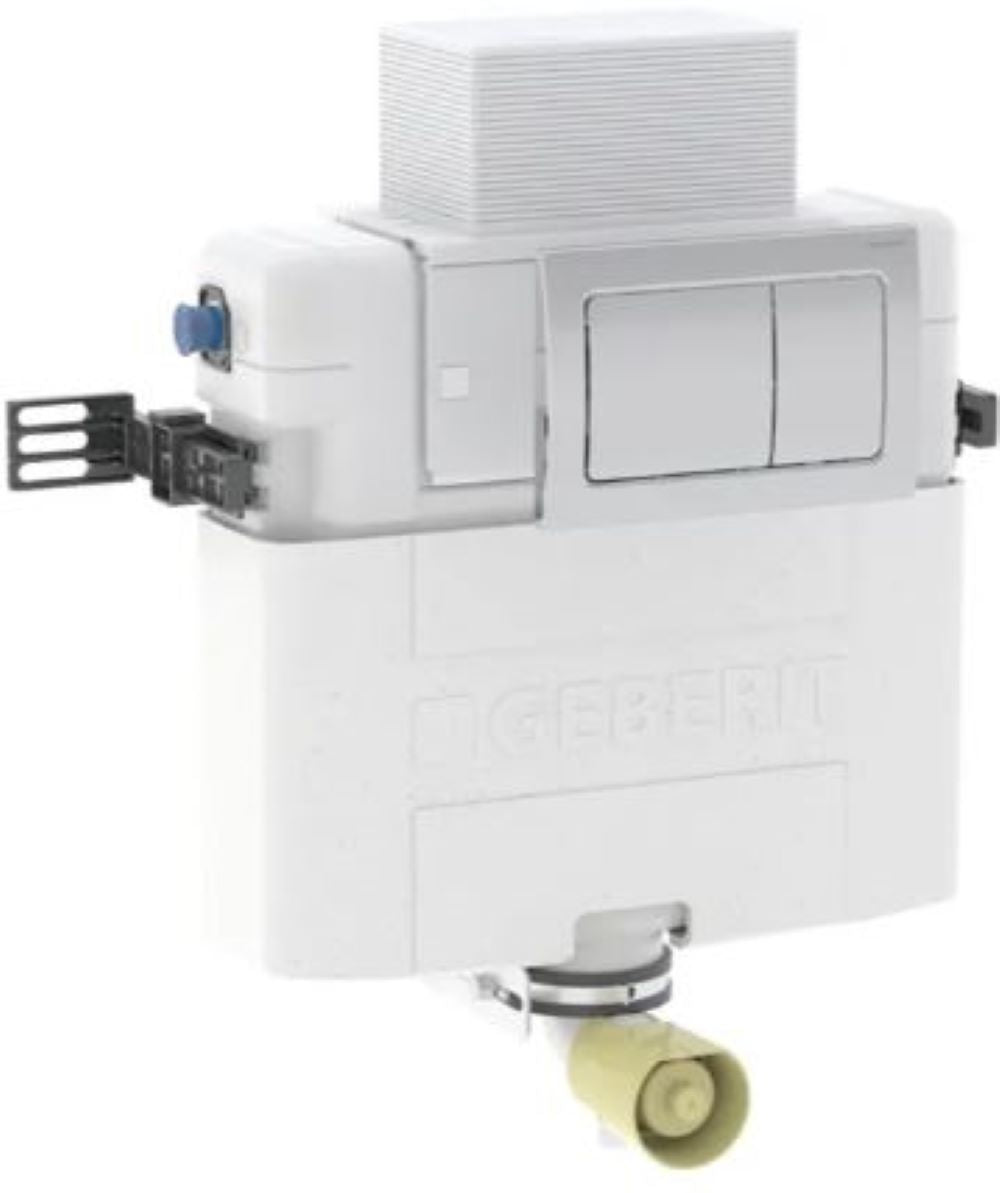 Geberit Alpha CONC cistern 12CM 6/3 litres installation height 82CM & Alpha30 flush plate: gloss CP 109.003.21.1