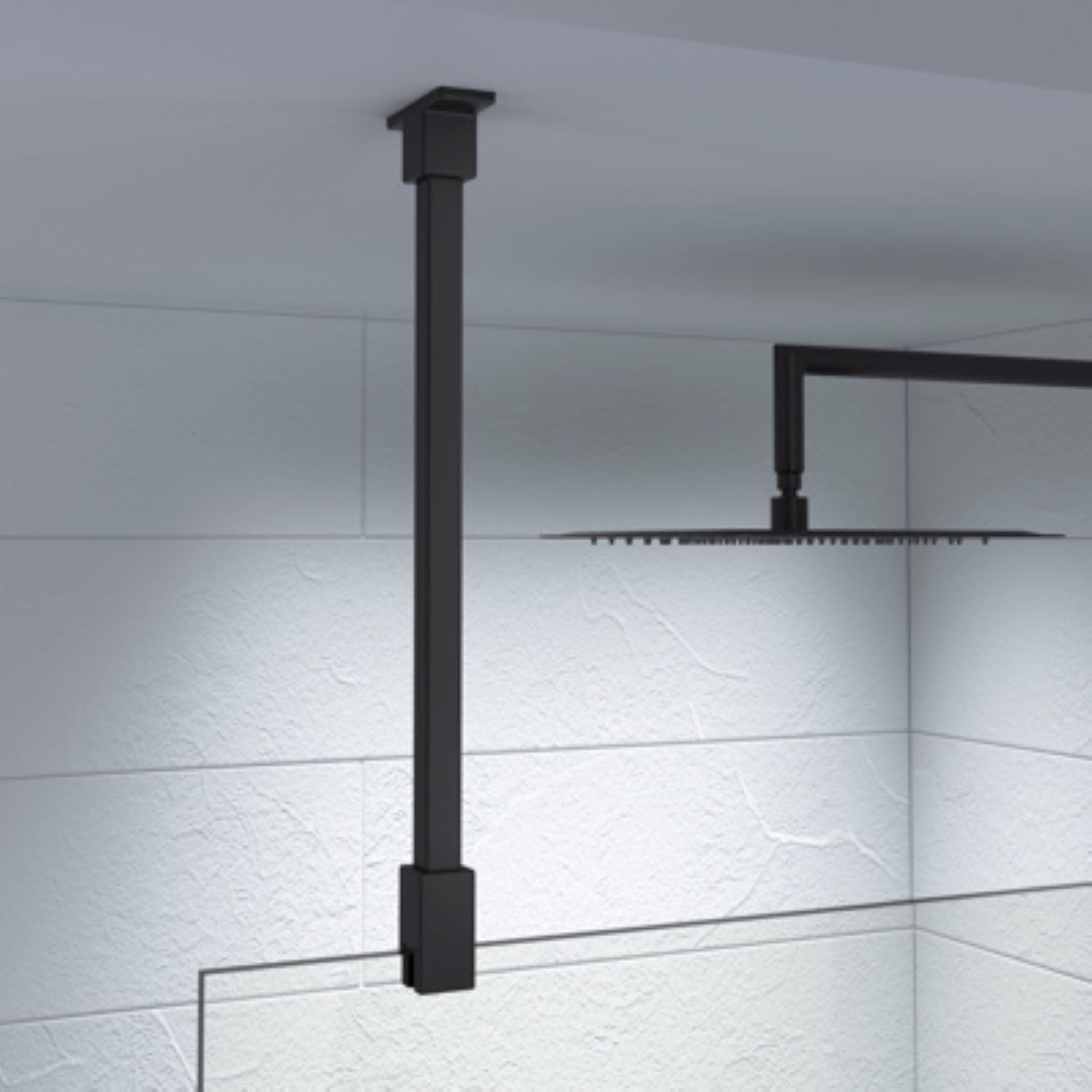 Kudos Showers Ultimate 2 Matt Black Glass to Ceiling Stabilizer Arm.