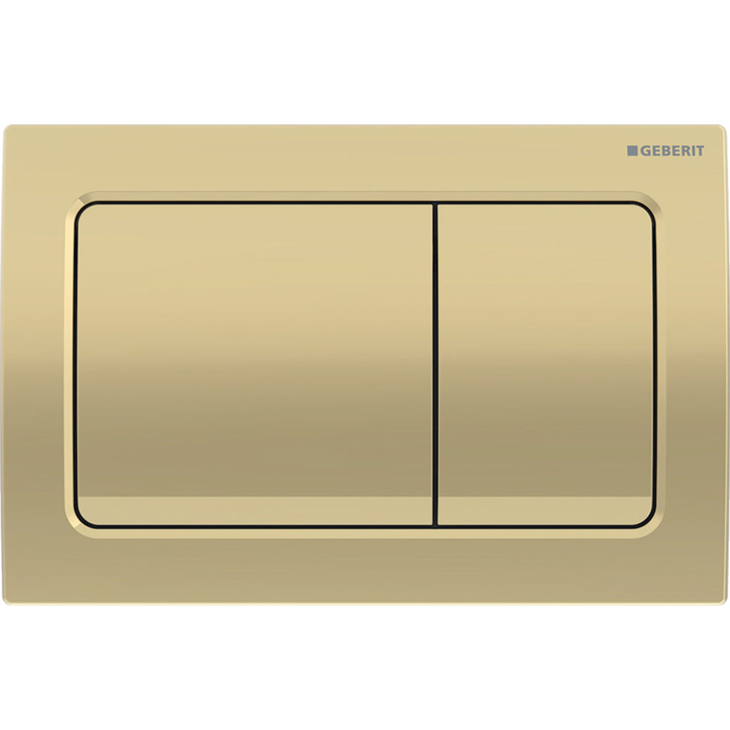 Geberit Alpha01 flush plate for dual flush, square: brass-coloured / matt 115.055.QE.1