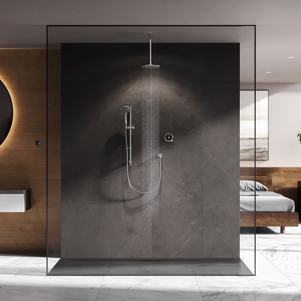 Aqualisa Quartz Touch Smart Divert With Concealed Adjustable & Fixed Ceiling Heads HP/Combi QZST.A1.BV.DVFC.23.