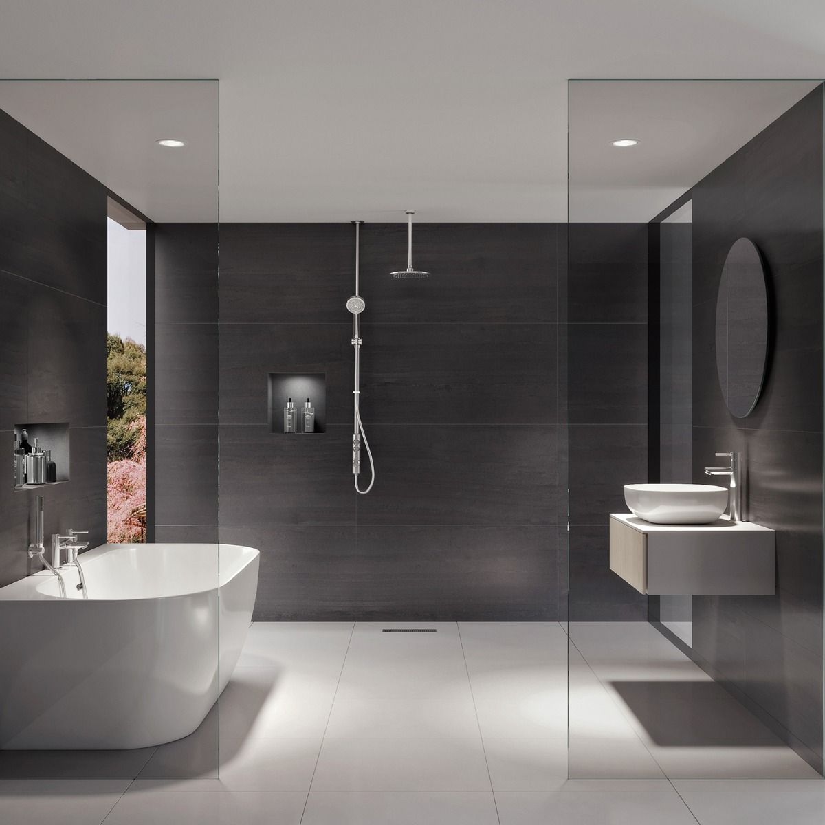 Aqualisa iSystem Smart Divert Exp Adjustable With Ceiling Fx Heads Gravity Fed ISD.A2.EV.DVFC.23
