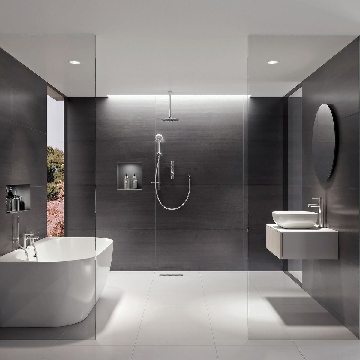 Aqualisa iSystem Smart Divert Concealed Adjustable With Ceiling Fixed Heads Gp ISD.A2.BV.DVFC.23