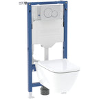 Geberit Duofix set of elements for wall-hung WC 112 cm with SIG concealed cistern 12 cm SIG01 flush plate round Smyle Square wall-hung WC Rimfree 118.349.21.2