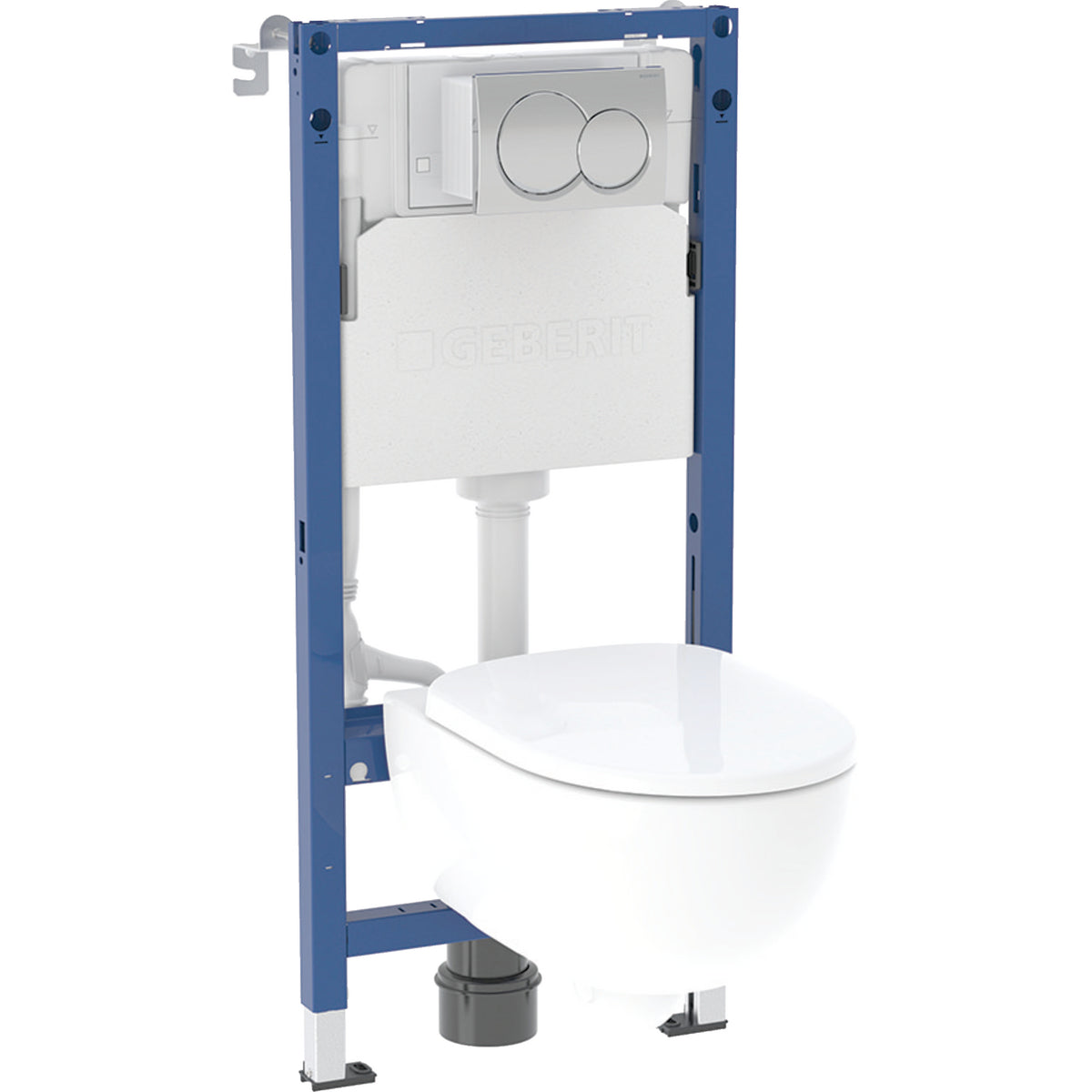 Geberit Duofix set of element for wall-hung WC 112 cm with AL concealed cistern 12 cm 6/3 litres AL01 flush plate and Selnova wall-hung WC Rimfree 118.362.21.2