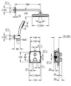 Grohe Grohtherm Concealed Rear Fed Dual Outlet  Shower System With Tempesta 250 Cube Chrome