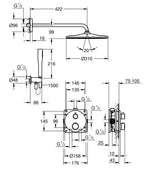Grohe Grohtherm Rear Fed Concealed Dual Outlet Shower System With Rainshower 310mm Round Showerhead Chrome
