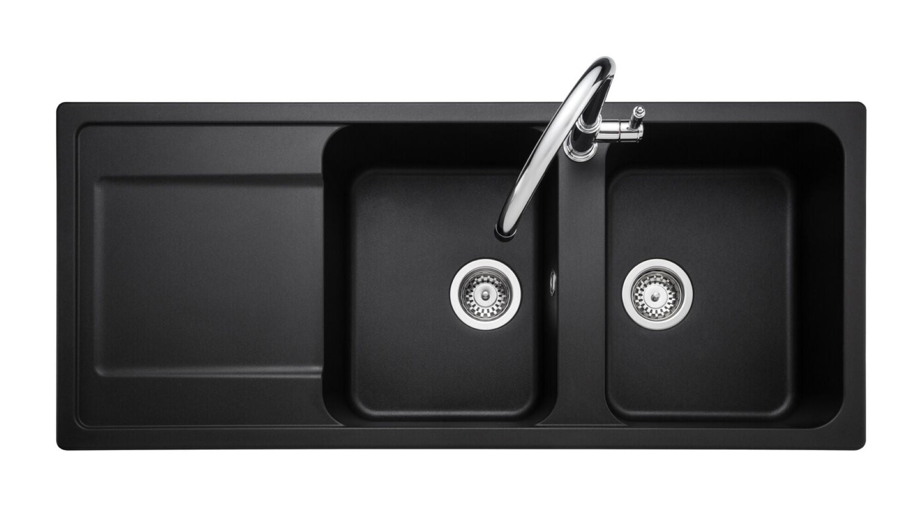Rangemaster Loa Igneous Granite Kitchen Sink 1160 x 500 mm 2 Bowls Charcoal