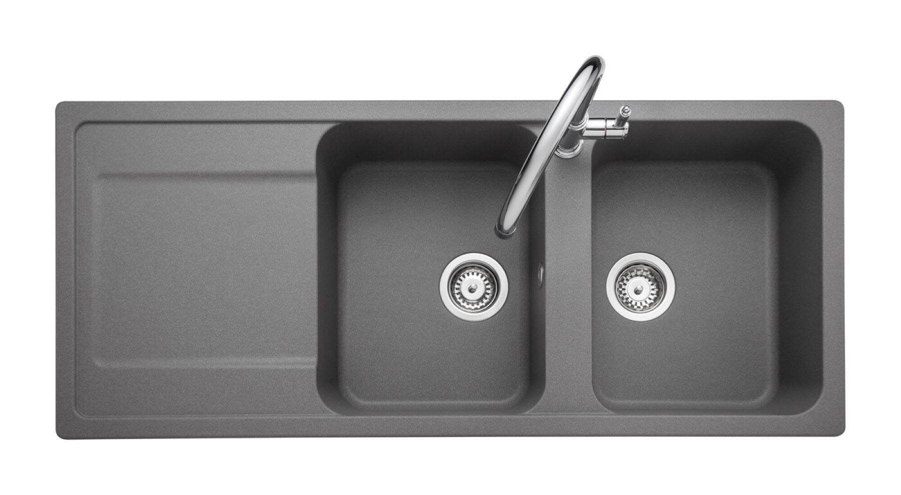 Rangemaster Loa Igneous Granite Kitchen Sink 1160 x 500 mm 2 Bowls Concrete
