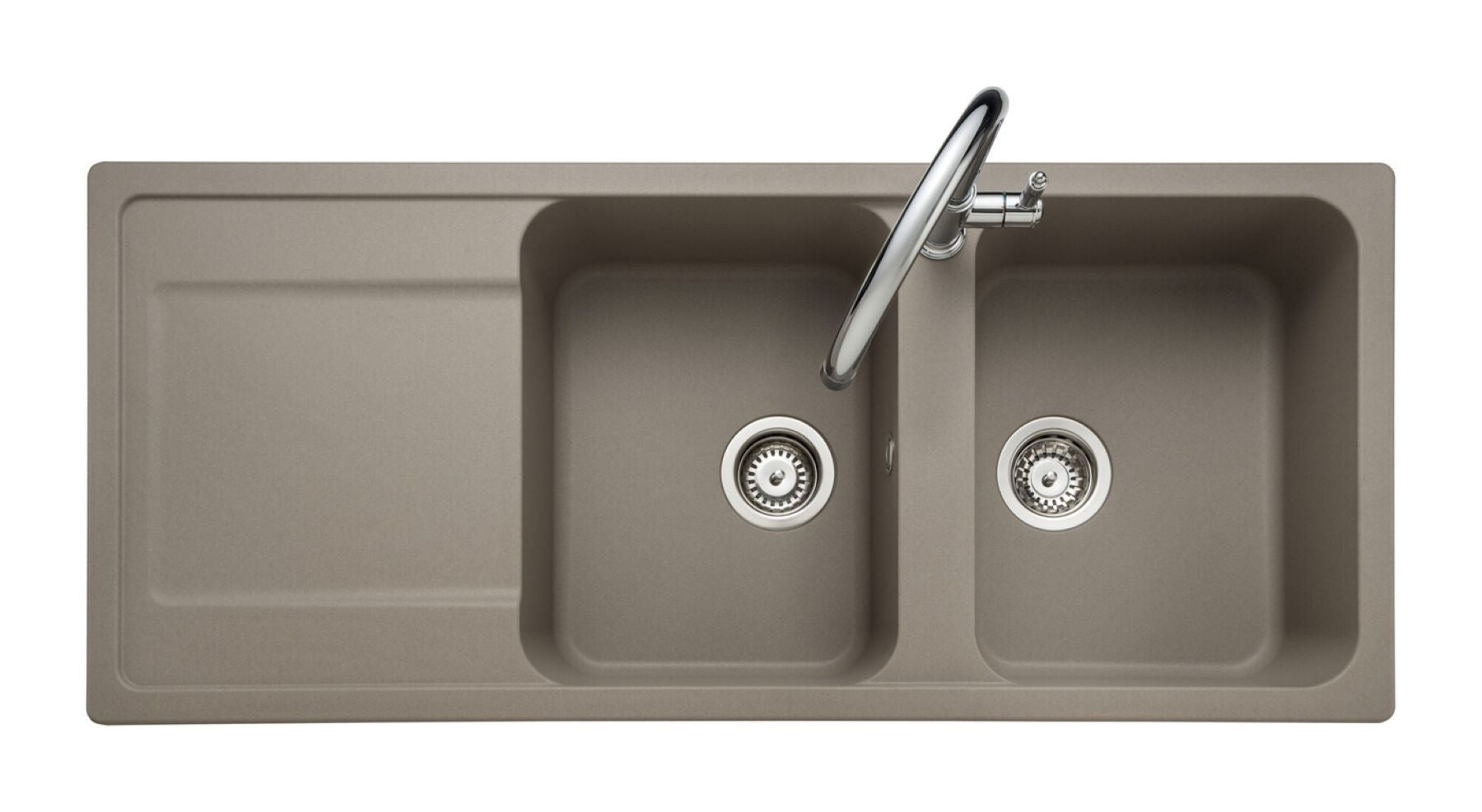 Rangemaster Loa Igneous Granite Kitchen Sink 1160 x 500 mm 2 Bowls Pebble