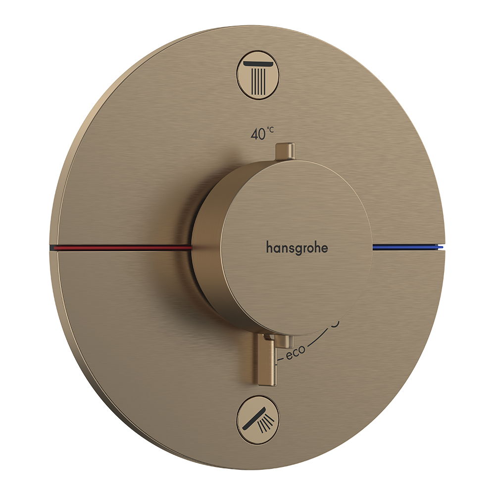 hansgrohe ShowerSelect Comfort S Thermostatic Shower Mixer Valve, 2 Outlets Brushed Bronze