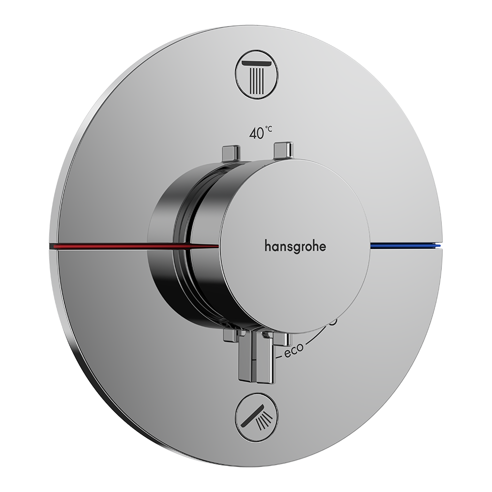 hansgrohe ShowerSelect Comfort S Thermostatic Shower Mixer Valve, 2 Outlets with integrated security combination according to EN1717, Chrome