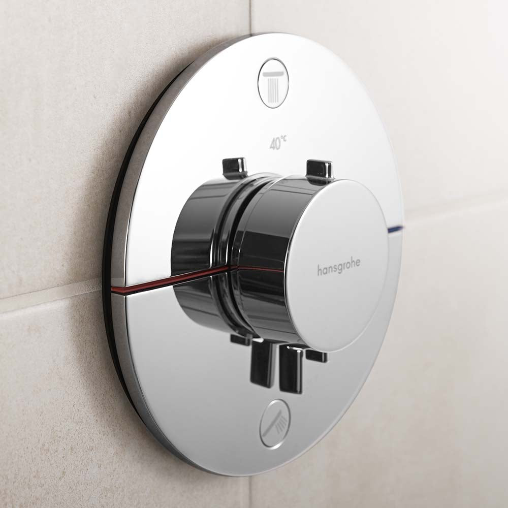 hansgrohe ShowerSelect Comfort S Thermostatic Shower Mixer Valve, 2 Outlets with integrated security combination according to EN1717, Chrome