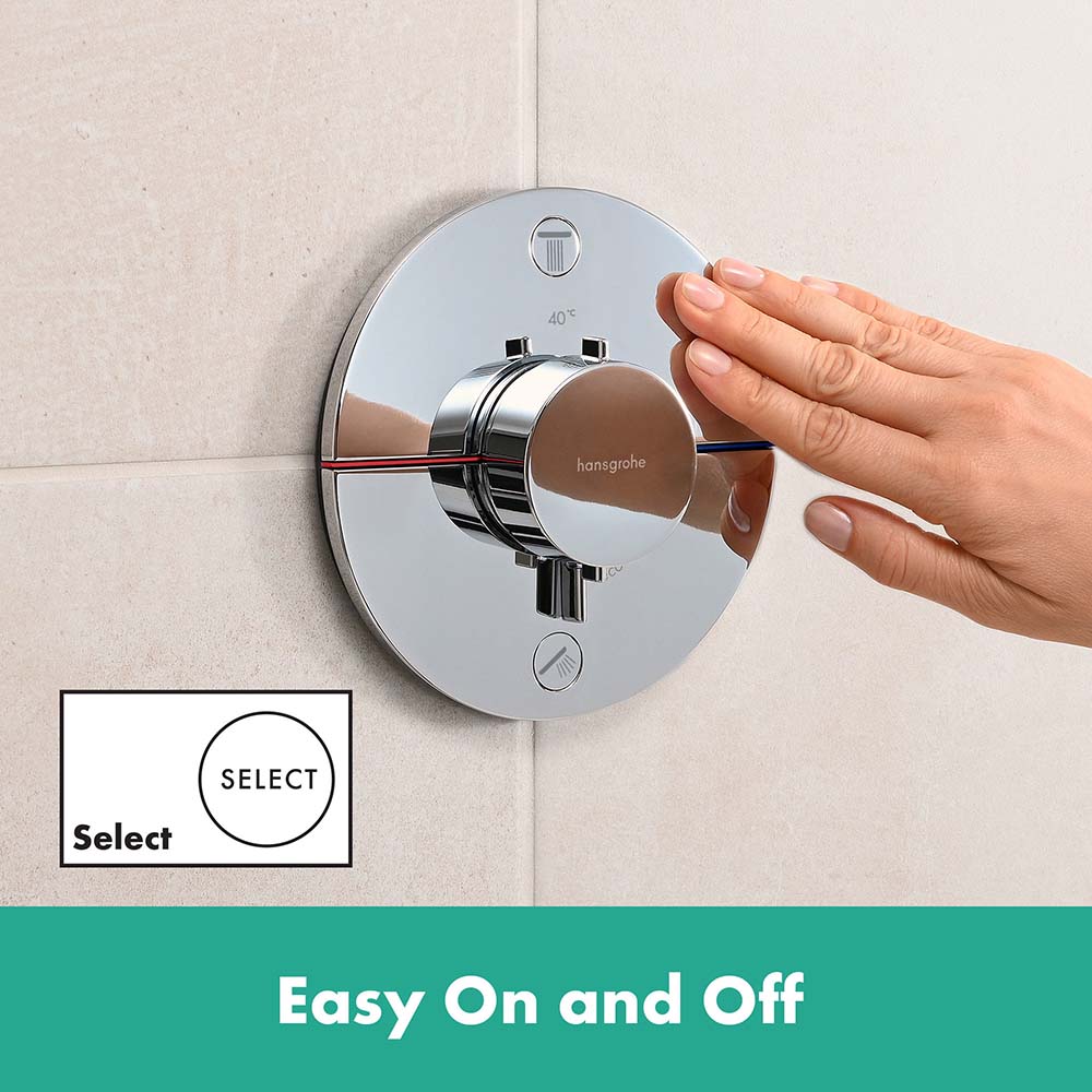 hansgrohe ShowerSelect Comfort S Thermostatic Shower Mixer Valve, 2 Outlets with integrated security combination according to EN1717, Chrome
