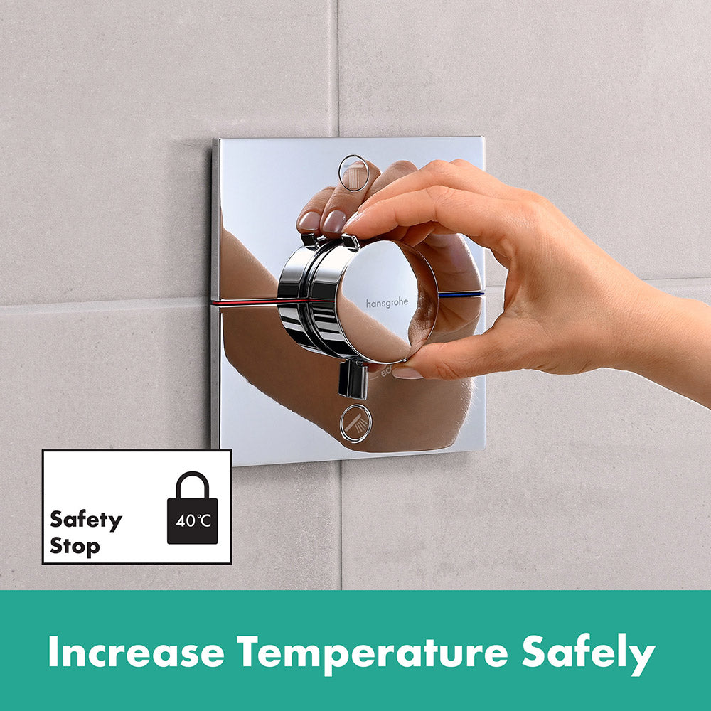 hansgrohe ShowerSelect Comfort E Thermostatic Shower Mixer Valve, 2 Outlets, Chrome