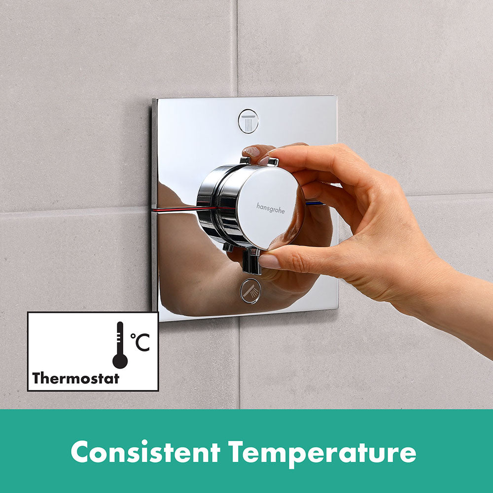hansgrohe ShowerSelect Comfort E Thermostatic Shower Mixer Valve, 2 Outlets, Chrome