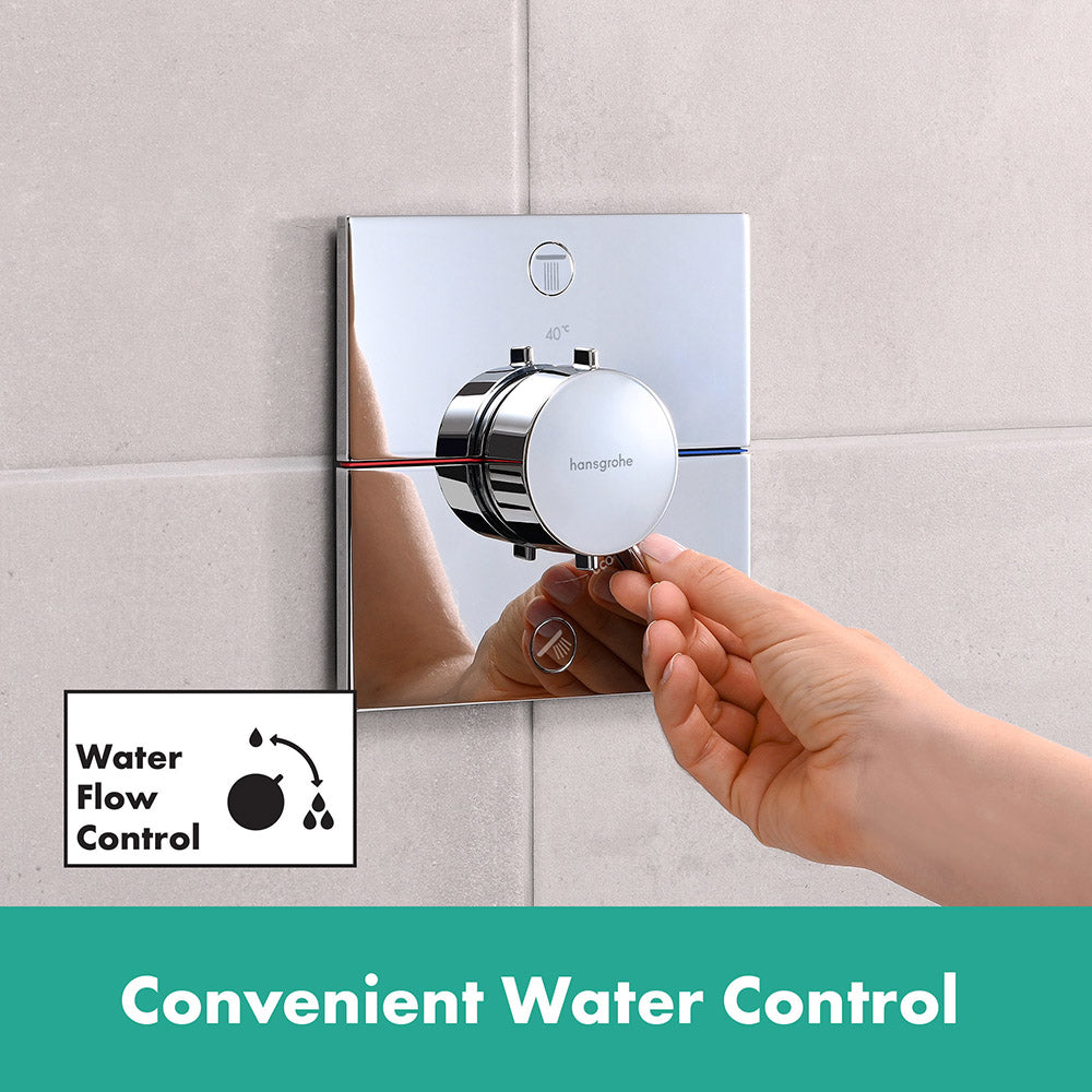 hansgrohe ShowerSelect Comfort E Thermostatic Shower Mixer Valve, 2 Outlets, Chrome