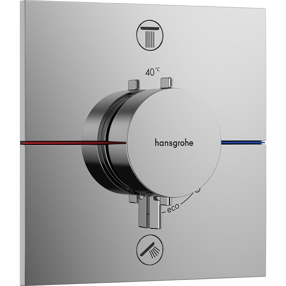 hansgrohe ShowerSelect Comfort E Thermostatic Shower Mixer Valve, 2 Outlets, Chrome