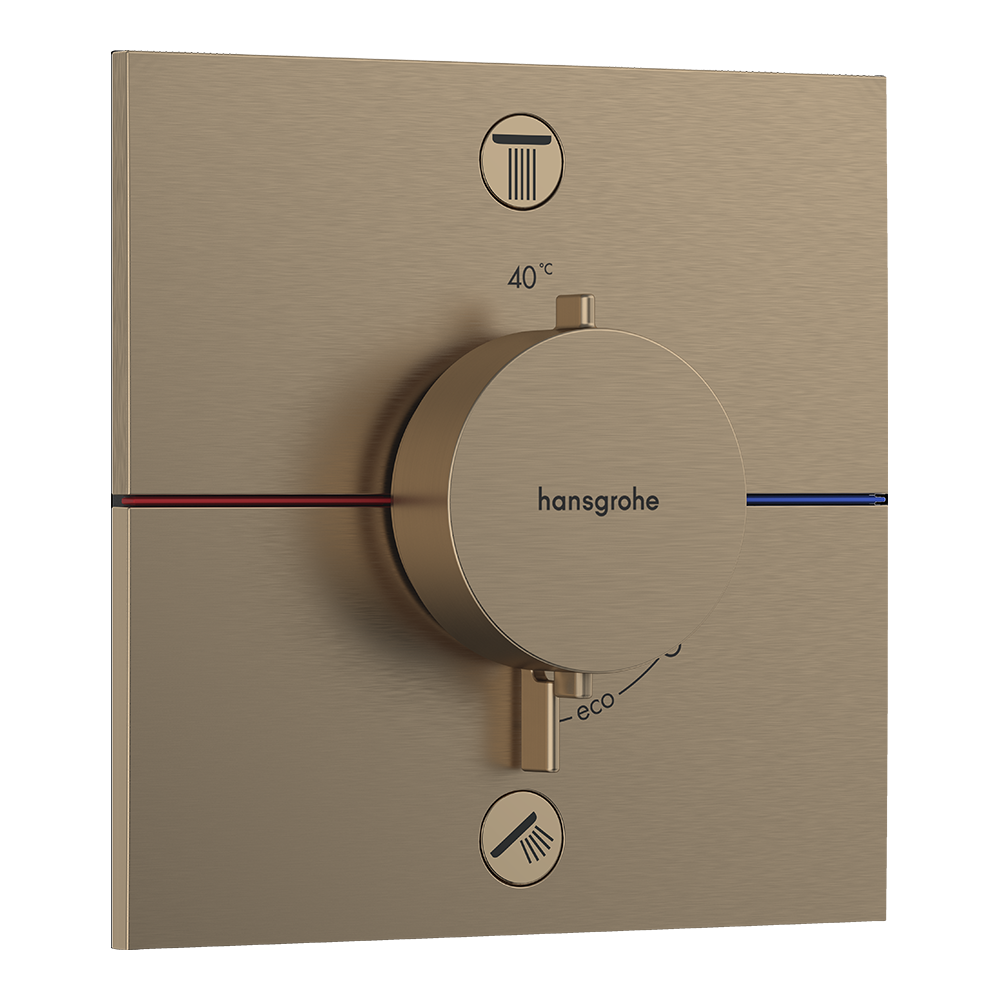 hansgrohe ShowerSelect Comfort E Thermostatic Shower Mixer Valve, 2 Outlets, Brushed Bronze