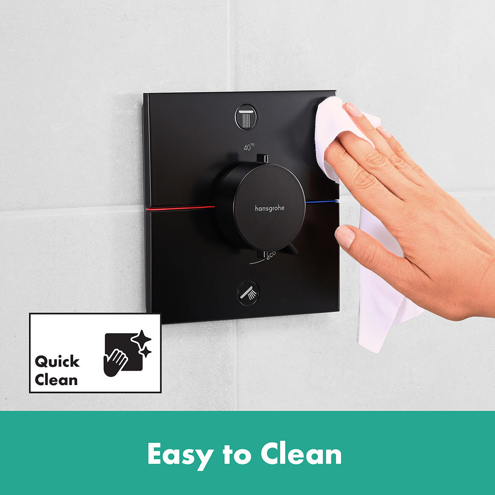 hansgrohe ShowerSelect Comfort E Thermostatic Shower Mixer Valve, 2 Outlets, Matt Black
