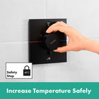 hansgrohe ShowerSelect Comfort E Thermostatic Shower Mixer Valve, 2 Outlets, Matt Black