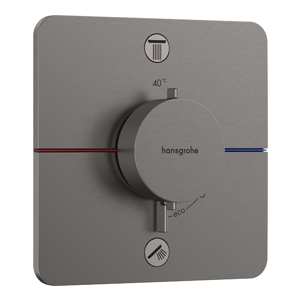 hansgrohe ShowerSelect Comfort Q Thermostatic Shower Mixer Valve, 2 Outlets, Brushed Black Chrome