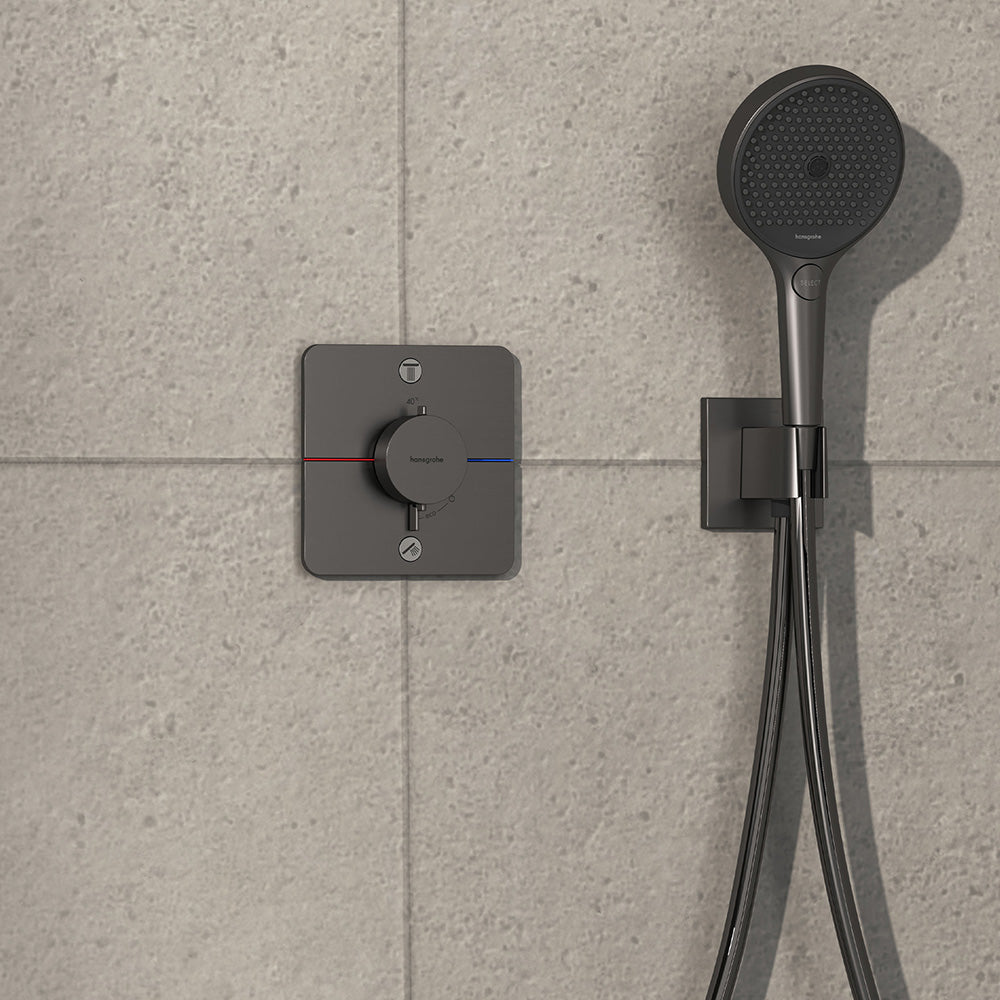 hansgrohe ShowerSelect Comfort Q Thermostatic Shower Mixer Valve, 2 Outlets, Brushed Black Chrome