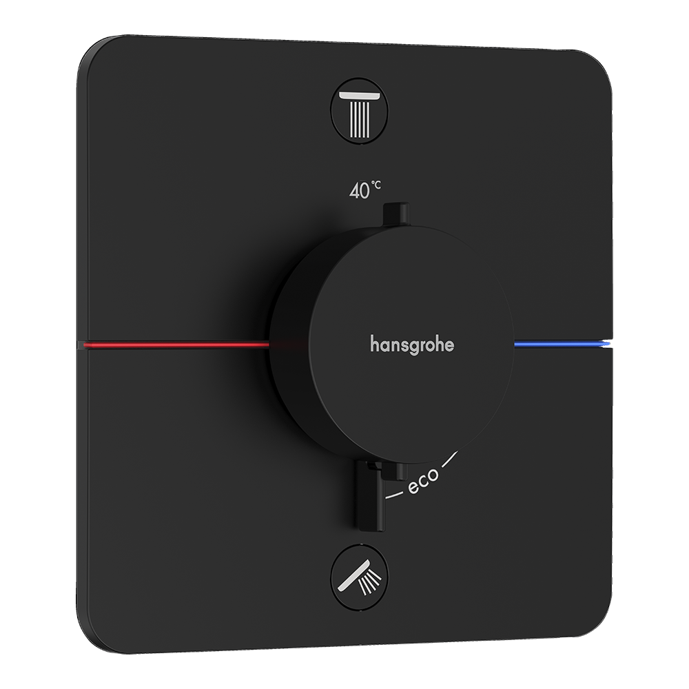 hansgrohe ShowerSelect Comfort Q Thermostatic Shower Mixer Valve, 2 Outlets, Matt Black