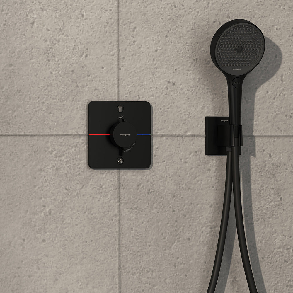 hansgrohe ShowerSelect Comfort Q Thermostatic Shower Mixer Valve, 2 Outlets, Matt Black