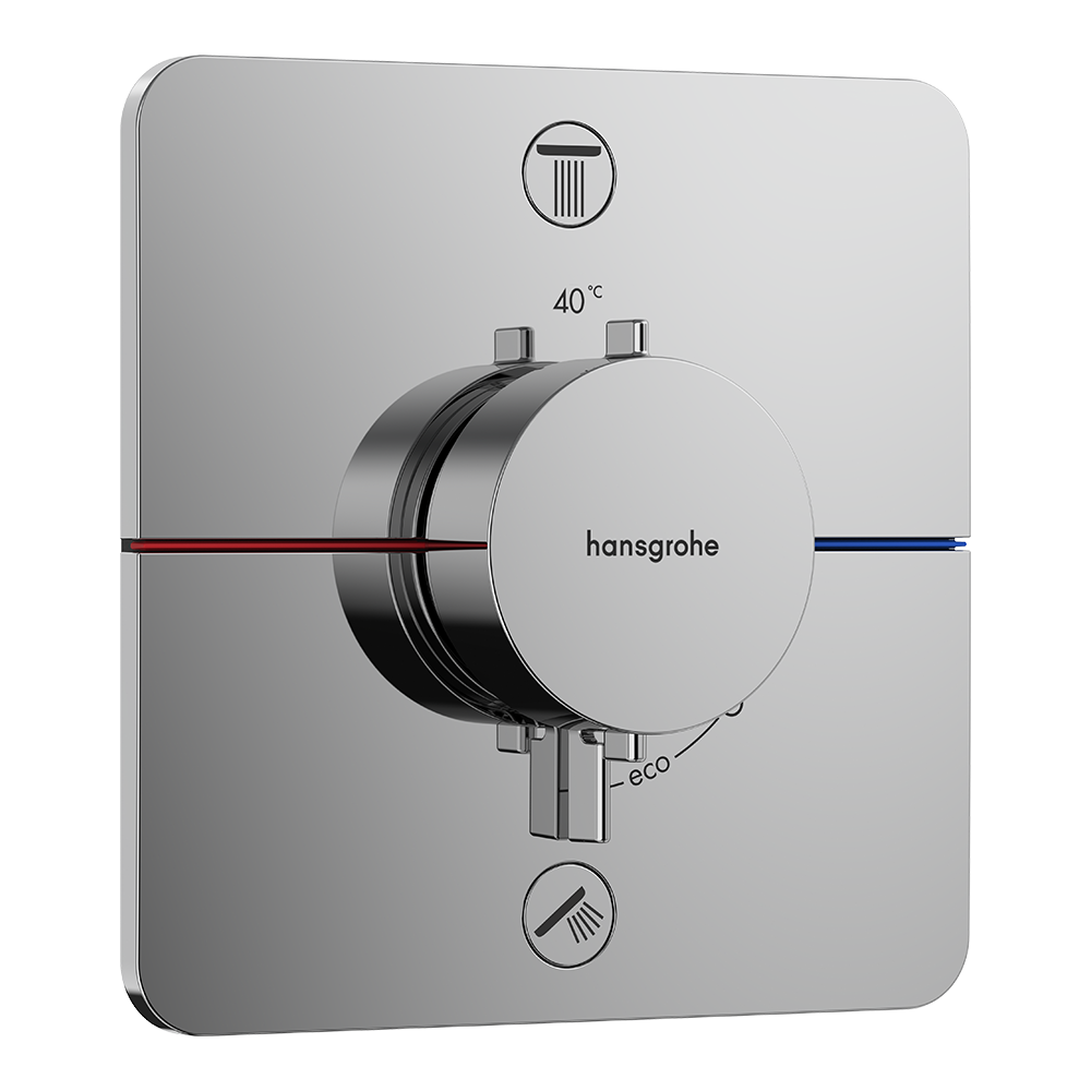 hansgrohe ShowerSelect Comfort Q Thermostatic Shower Mixer Valve, 2 Outlets with integrated security combination, Chrome