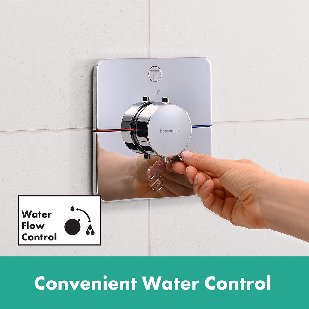 hansgrohe ShowerSelect Comfort Q Thermostatic Shower Mixer Valve, 2 Outlets with integrated security combination, Chrome