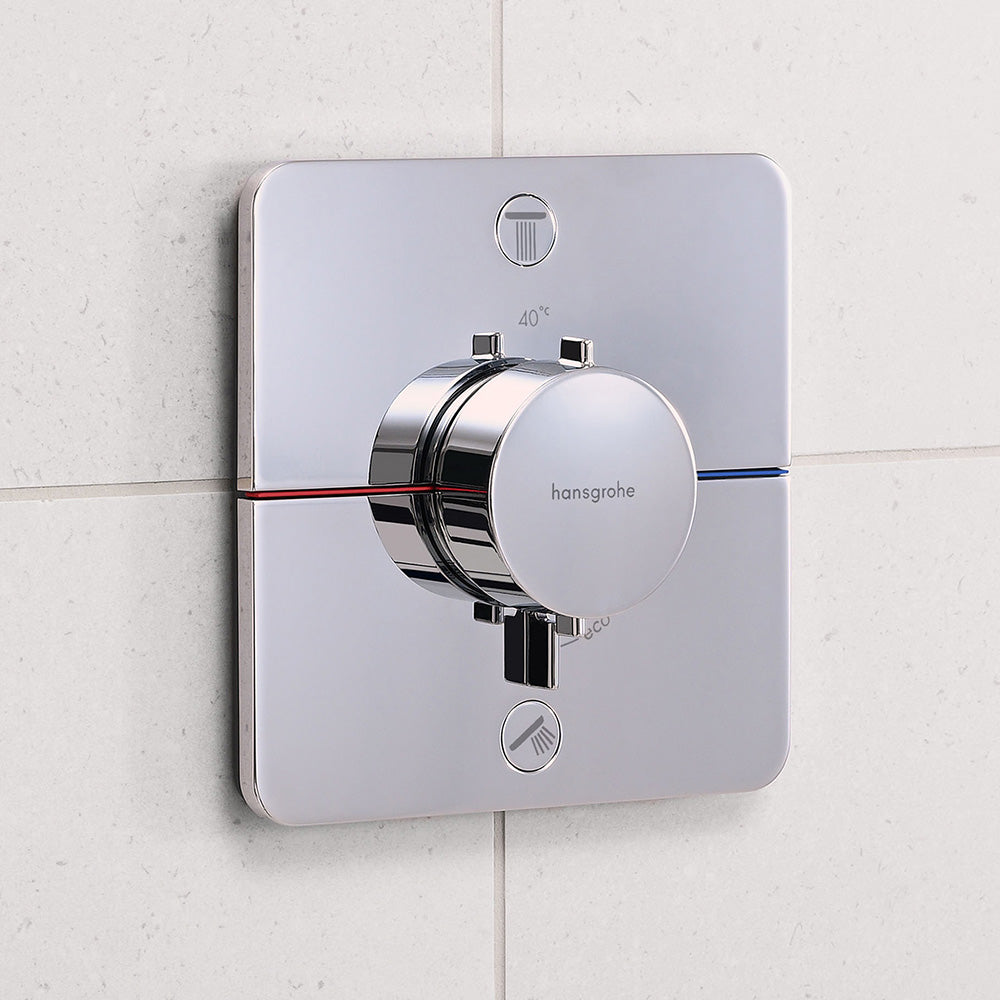 hansgrohe ShowerSelect Comfort Q Thermostatic Shower Mixer Valve, 2 Outlets with integrated security combination, Chrome