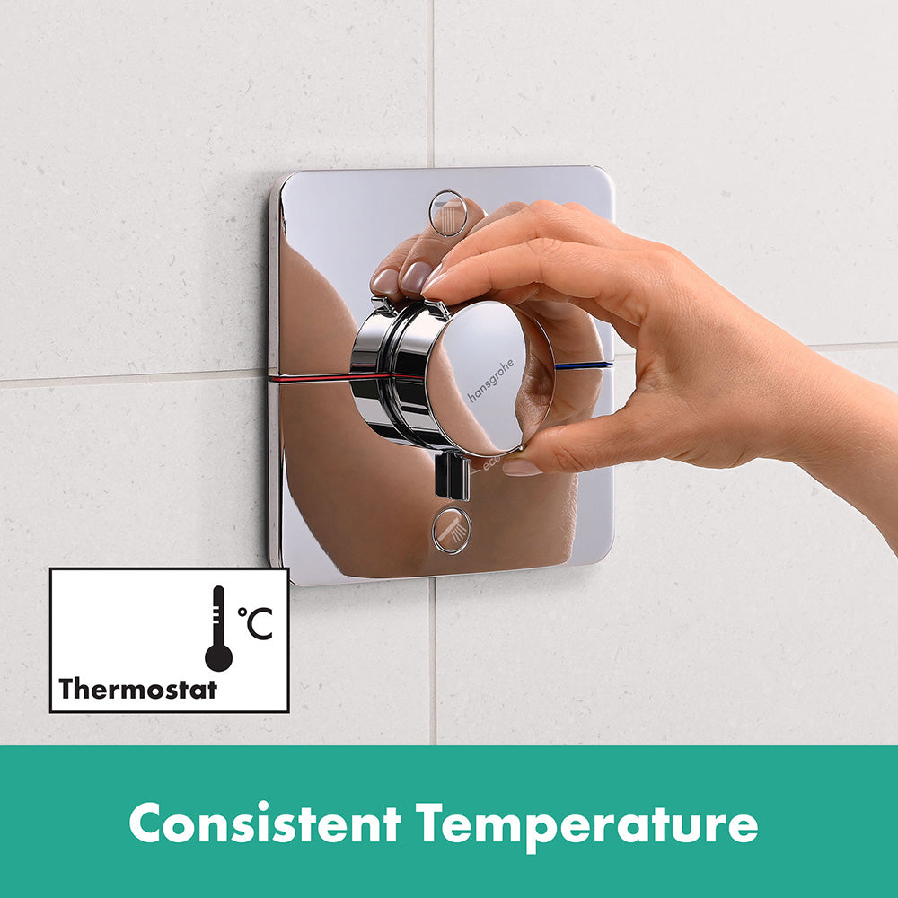 hansgrohe ShowerSelect Comfort Q Thermostatic Shower Mixer Valve, 2 Outlets with integrated security combination, Chrome