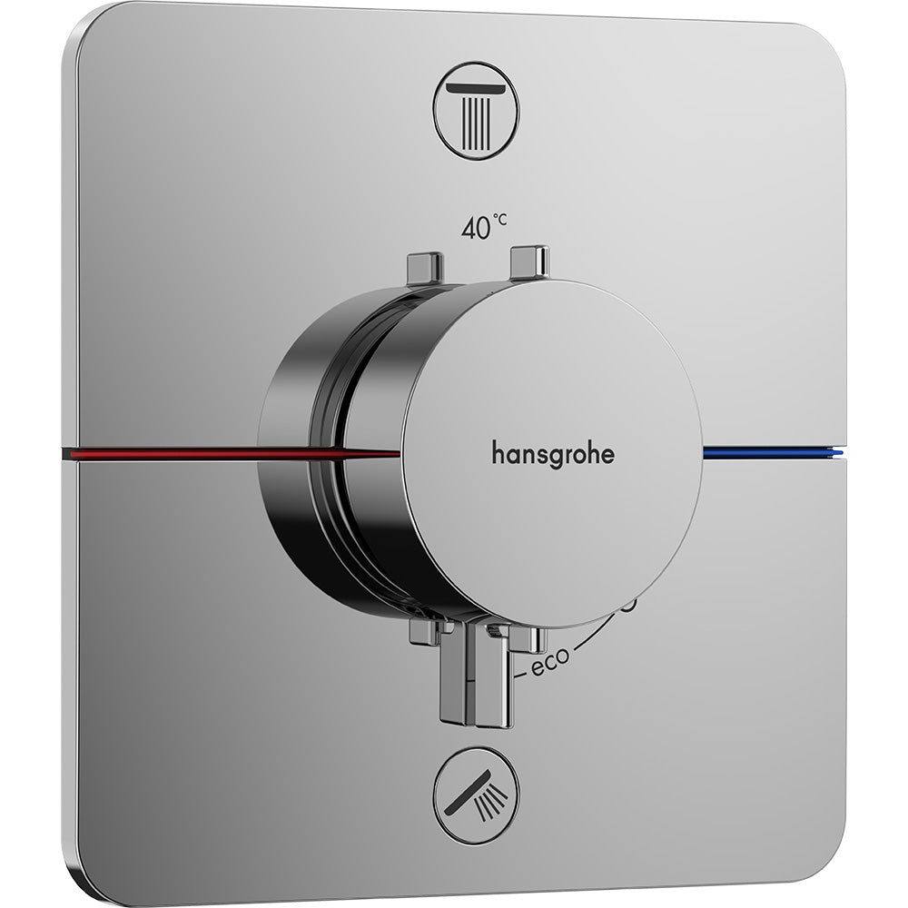 hansgrohe ShowerSelect Comfort Q Thermostatic Shower Mixer Valve, 2 Outlets with integrated security combination, Chrome
