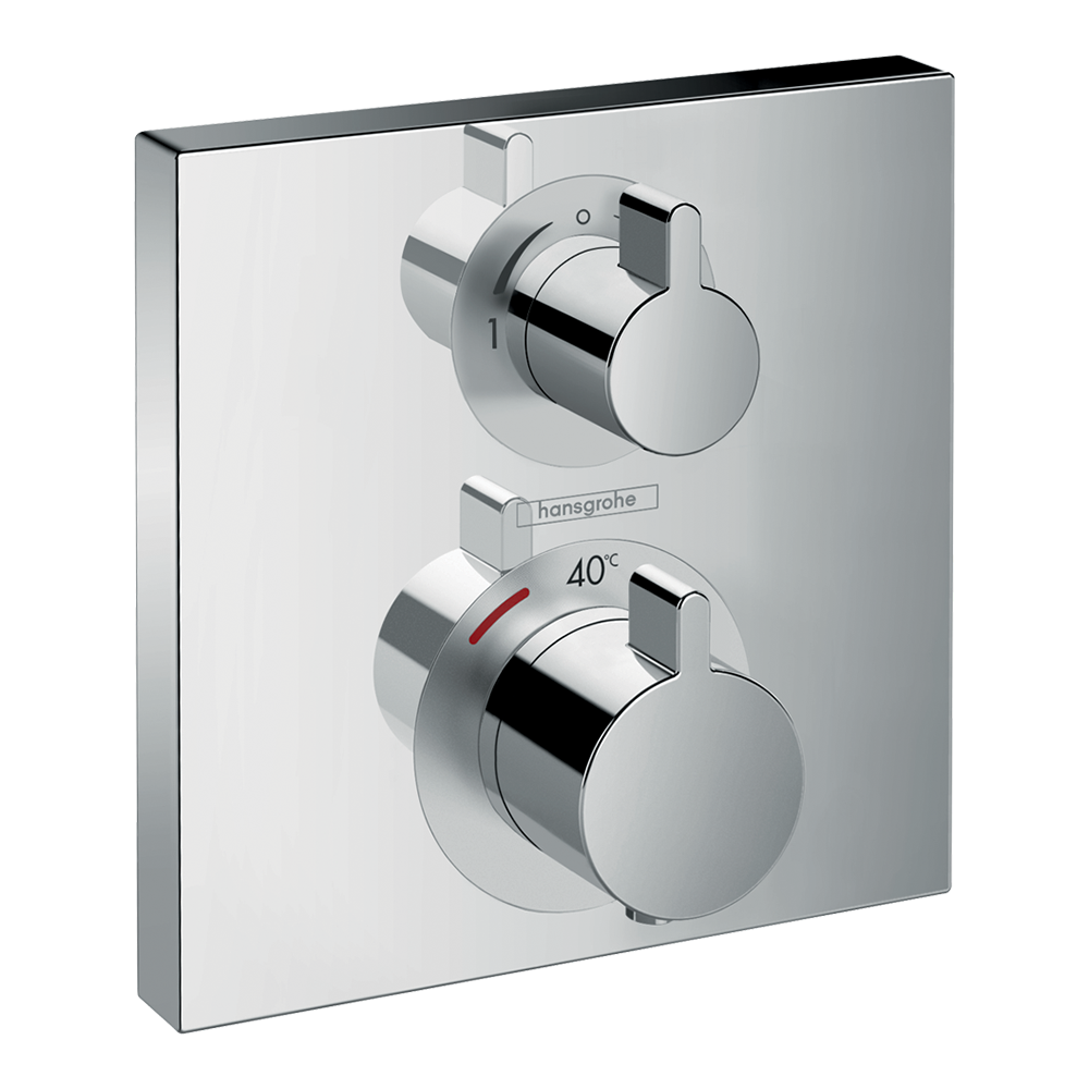 hansgrohe Ecostat Square Thermostatic Shower Mixer Valve, 2 Outlets, Chrome